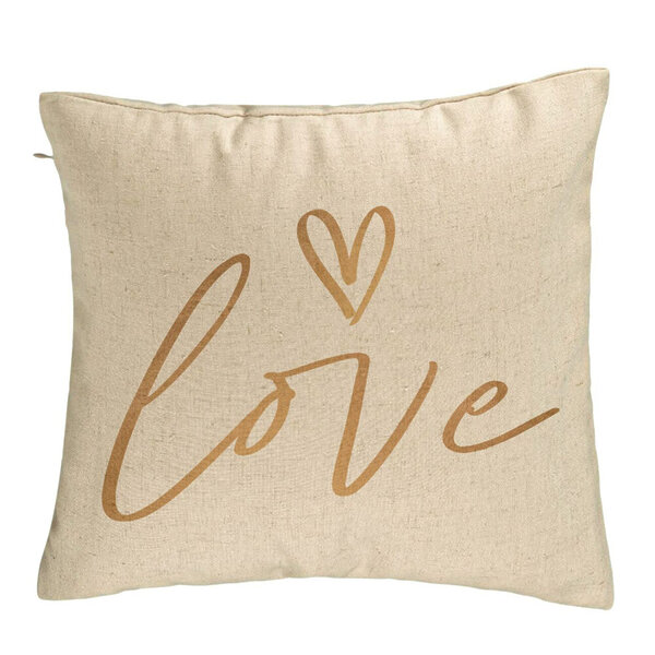 Perna Decorativa, Model Love, 40x40 cm, Bej, Husa Detasabila, Burduf 5 Perna Decorativa