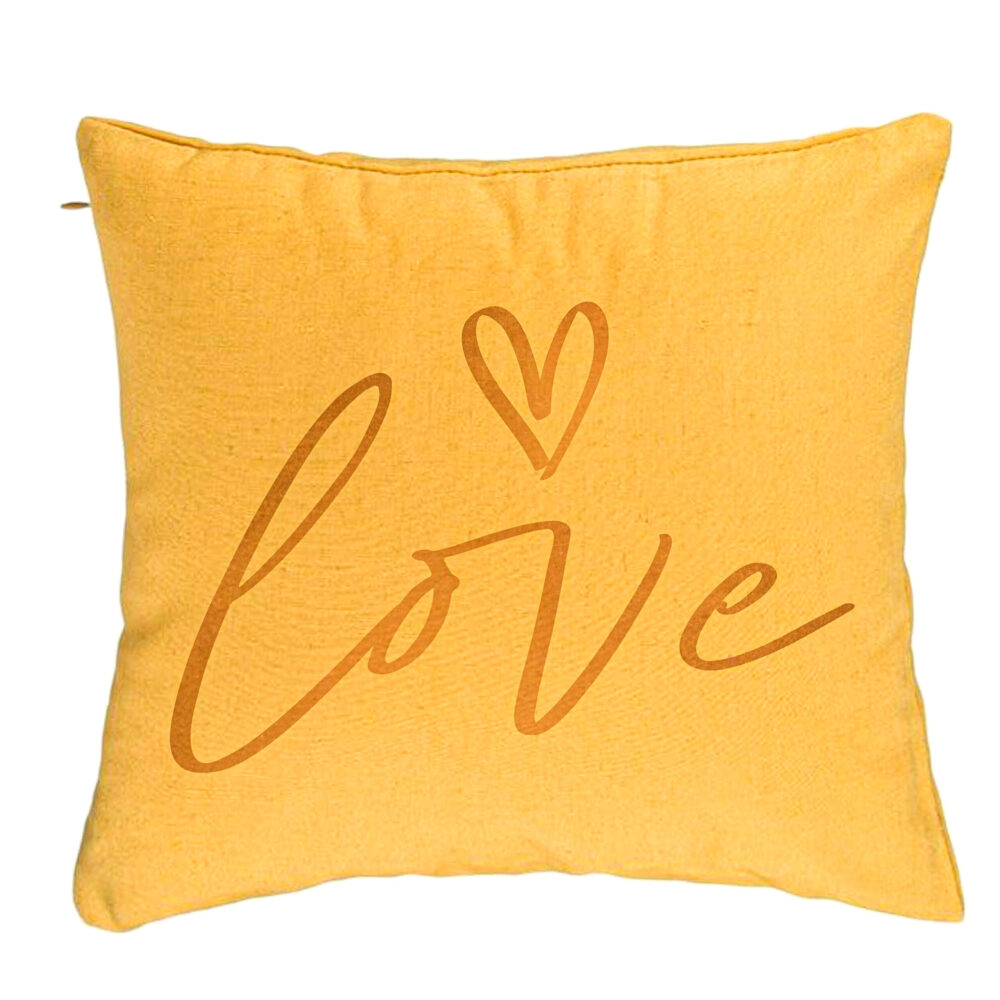 Perna Decorativa, Model Love, 40x40 cm, Galben, Husa Detasabila, Burduf 5 Perna Decorativa