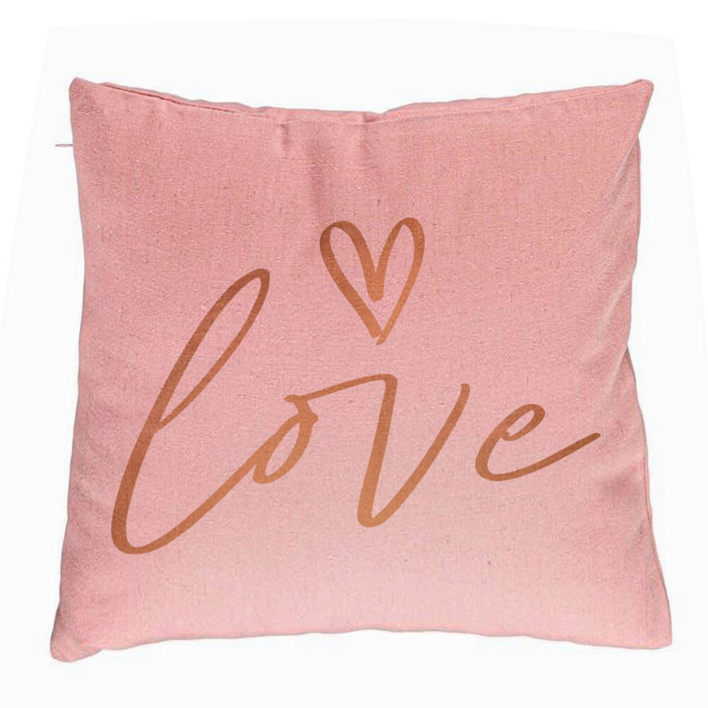 Perna Decorativa, Model Love, 40x40 cm, Roz, Husa Detasabila, Burduf 5 Perna Decorativa