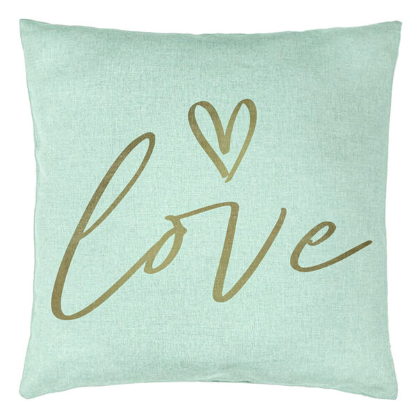 Perna Decorativa, Model Love, 40x40 cm, Verde Menta, Husa Detasabila, Burduf 15 Perna Decorativa