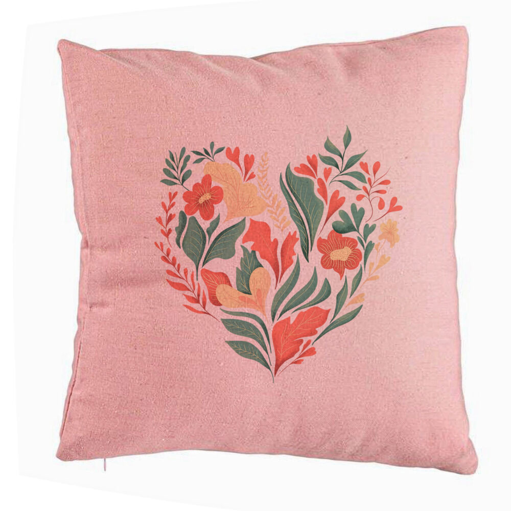 Perna Decorativa, Model Love Flowers, 40x40 cm, Roz, Husa Detasabila, Burduf 5 Perna Decorativa