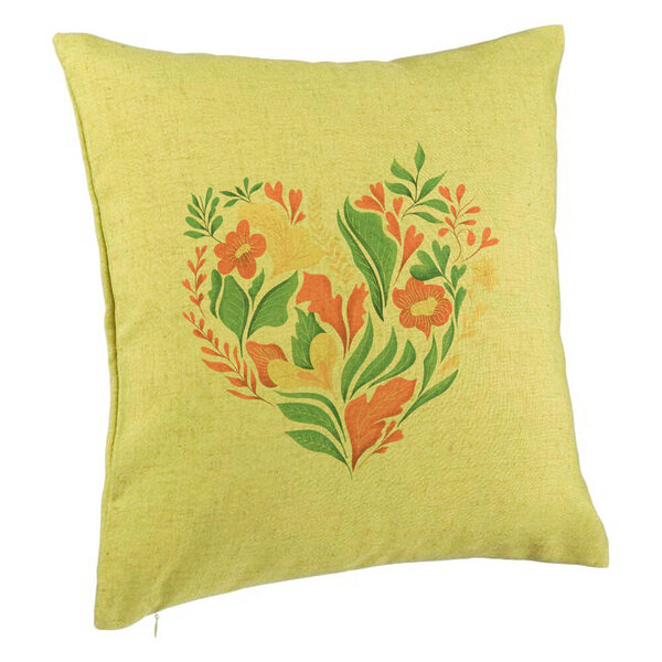 Perna Decorativa, Model Love Flowers, 40x40 cm, Verde, Husa Detasabila, Burduf 5 Perna Decorativa