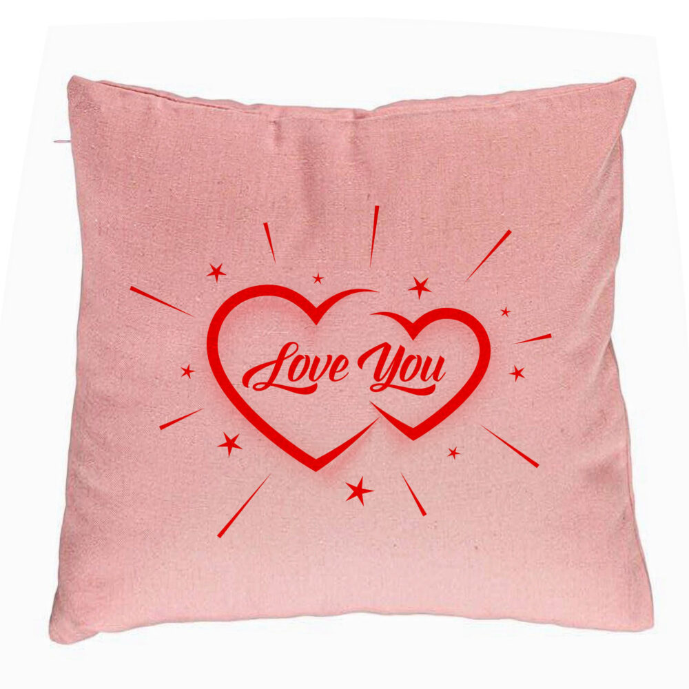 Perna Decorativa, Model Love You, 40x40 cm, Roz, Husa Detasabila, Burduf 5 Perna Decorativa