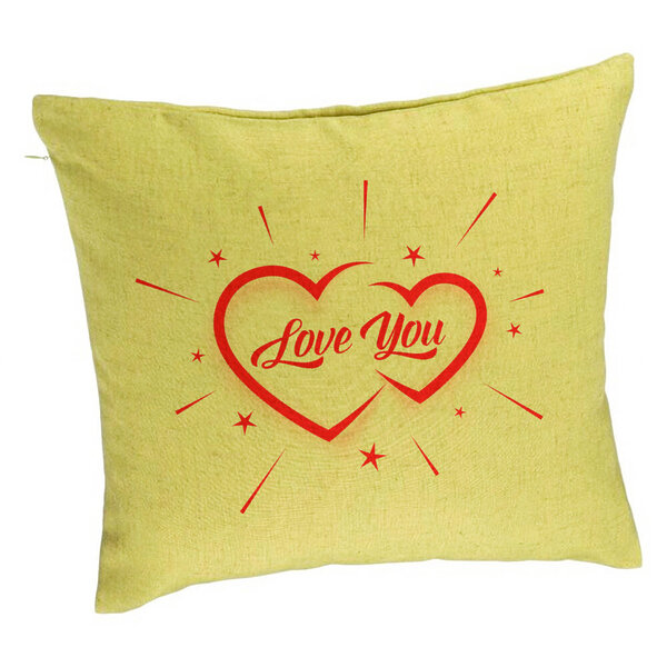 Perna Decorativa, Model Love You, 40x40 cm, Verde, Husa Detasabila, Burduf 5 Perna Decorativa