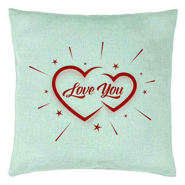 Perna Decorativa, Model Love You, 40x40 cm, Verde Menta, Husa Detasabila, Burduf 15 Perna Decorativa