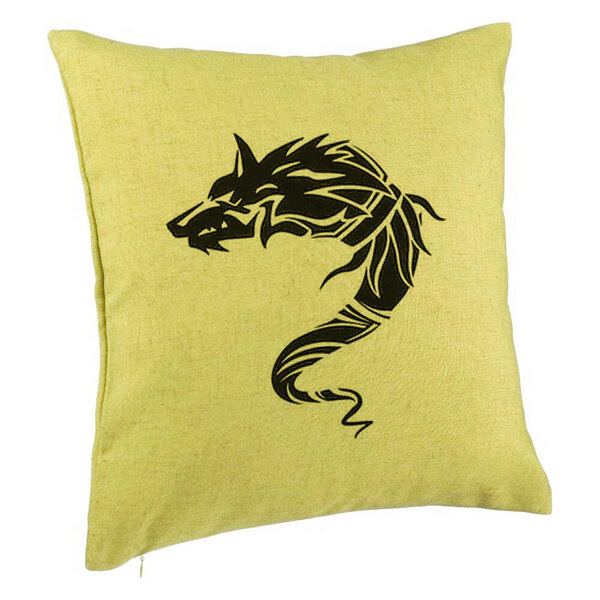 Perna Decorativa, Model Lup Dacic, 40x40 cm, Verde, Husa Detasabila, Burduf 5 Perna Decorativa