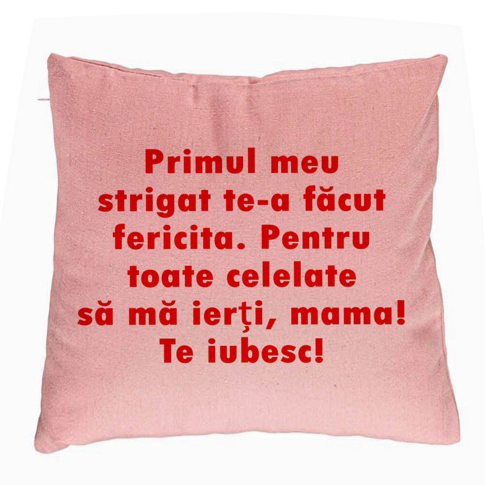 Perna Decorativa, Model Mama Te Iubesc 2, 40x40 cm, Roz, Husa Detasabila, Burduf 5 Perna Decorativa