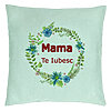 Perna Decorativa, Model Mama Te Iubesc, 40x40 cm, Verde Menta, Husa Detasabila, Burduf 22 Perna Decorativa