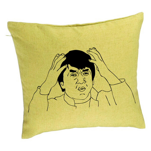 Perna Decorativa, Model Meme WHAT?, 40x40 cm, Verde, Husa Detasabila, Burduf 5 Perna Decorativa