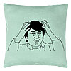 Perna Decorativa, Model Meme WHAT?, 40x40 cm, Verde Menta, Husa Detasabila, Burduf 22 Perna Decorativa