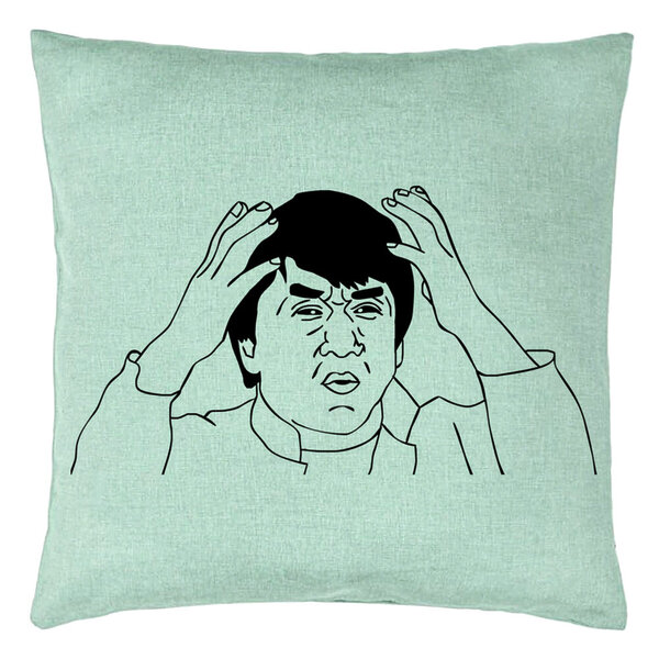 Perna Decorativa, Model Meme WHAT?, 40x40 cm, Verde Menta, Husa Detasabila, Burduf 15 Perna Decorativa