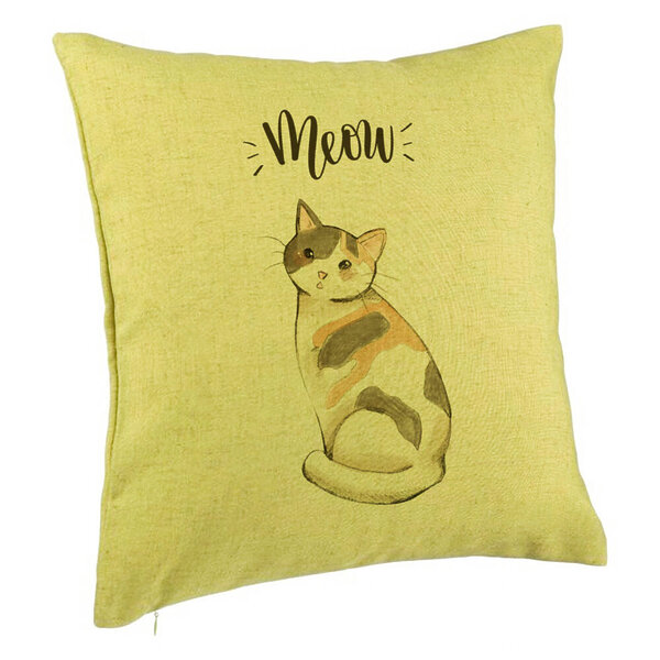 Perna Decorativa, Model Meow, 40x40 cm, Verde, Husa Detasabila, Burduf 5 Perna Decorativa