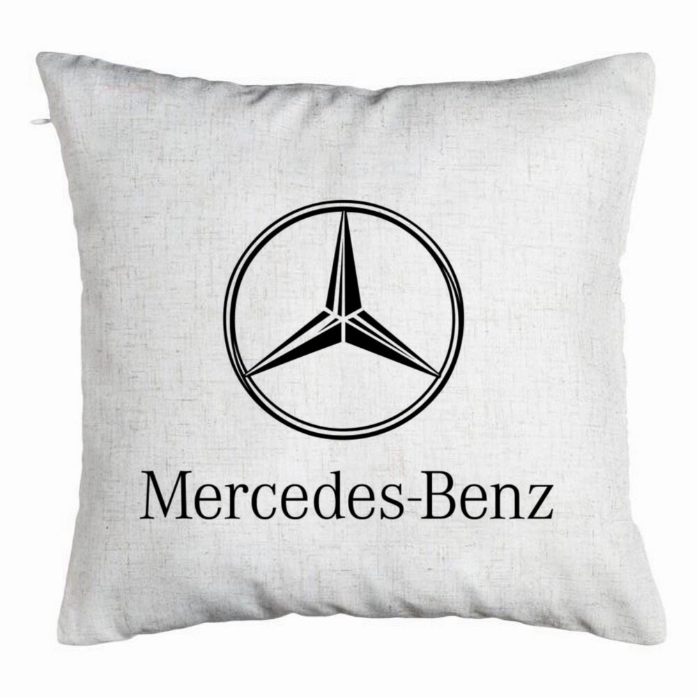Perna Decorativa, Model Mercedes, 40x40 cm, Alb Murdar, Husa Detasabila, Burduf 5 Perna Decorativa
