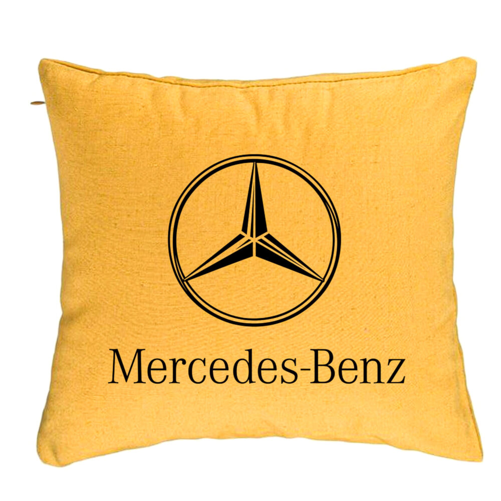 Perna Decorativa, Model Mercedes, 40x40 cm, Galben, Husa Detasabila, Burduf 5 Perna Decorativa