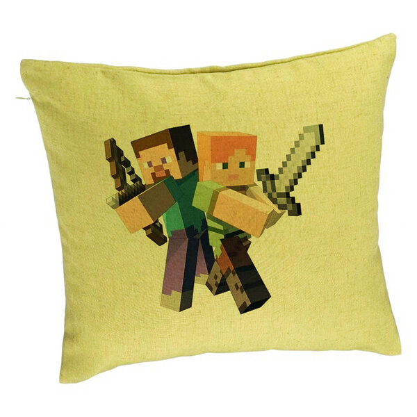 Perna Decorativa, Model Minecraft, 40x40 cm, Verde, Husa Detasabila, Burduf 5 Perna Decorativa