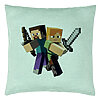 Perna Decorativa, Model Minecraft, 40x40 cm, Verde Menta, Husa Detasabila, Burduf 22 Perna Decorativa