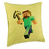 Perna Decorativa, Model Minecraft Mining Steve, 40x40 cm, Verde, Husa Detasabila, Burduf 7 Perna Decorativa