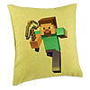 Perna Decorativa, Model Minecraft Mining Steve 8bit, 40x40 cm, Verde, Husa Detasabila, Burduf 7 Perna Decorativa