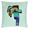 Perna Decorativa, Model Minecraft Mining Steve 8bit, 40x40 cm, Verde Menta, Husa Detasabila, Burduf 22 Perna Decorativa