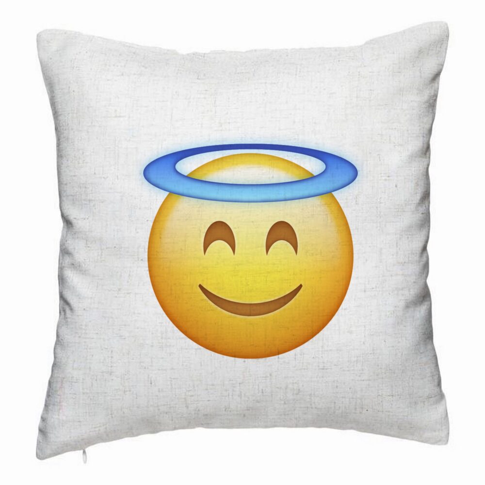 Perna Decorativa, Model Model Emoji Zen, 40x40 cm, Alb Murdar, Husa Detasabila, Burduf 5 Perna Decorativa