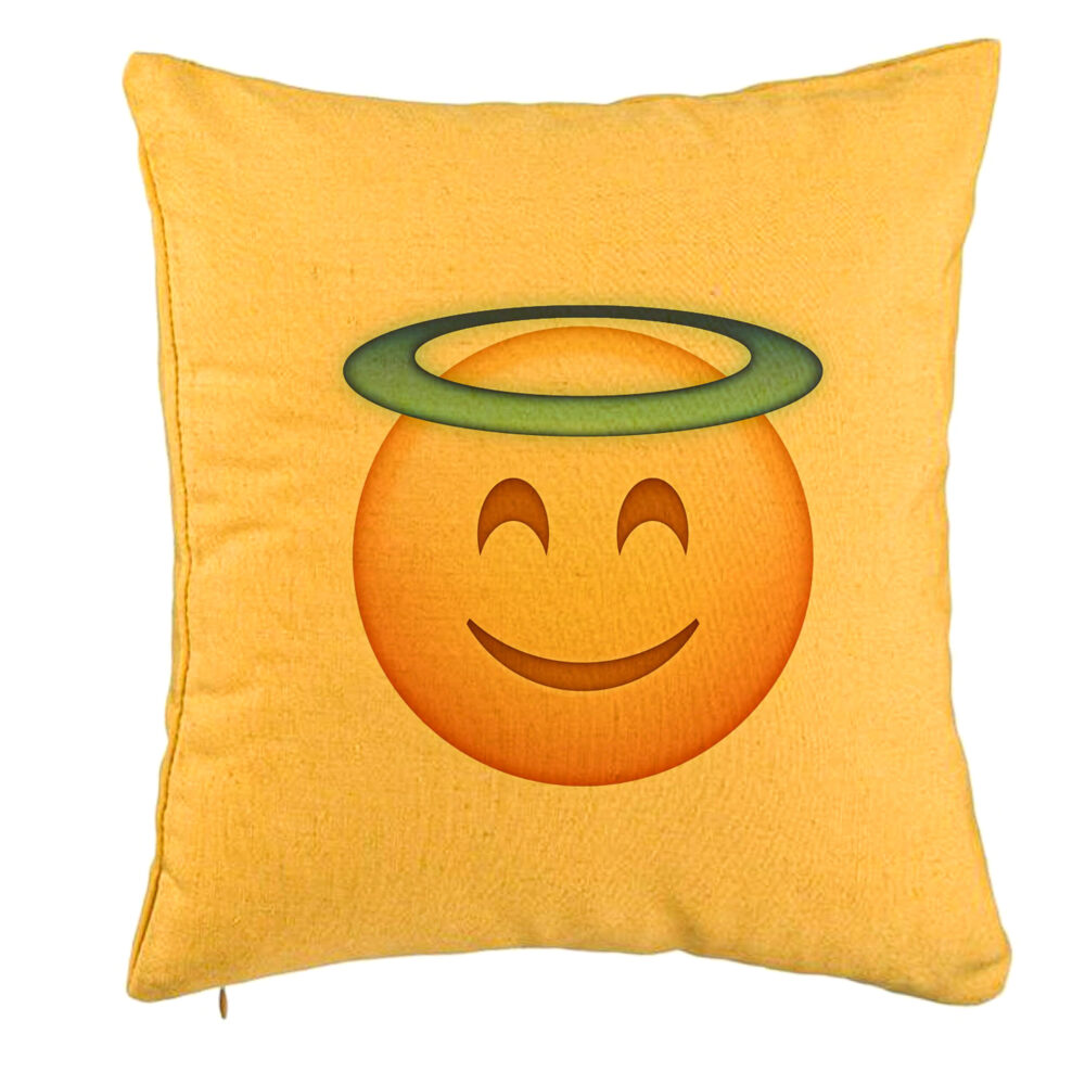 Perna Decorativa, Model Model Emoji Zen, 40x40 cm, Galben, Husa Detasabila, Burduf 5 Perna Decorativa