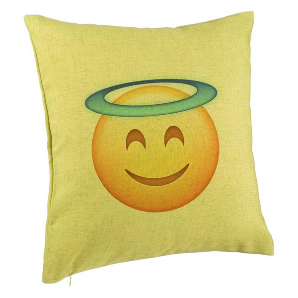 Perna Decorativa, Model Model Emoji Zen, 40x40 cm, Verde, Husa Detasabila, Burduf 5 Perna Decorativa