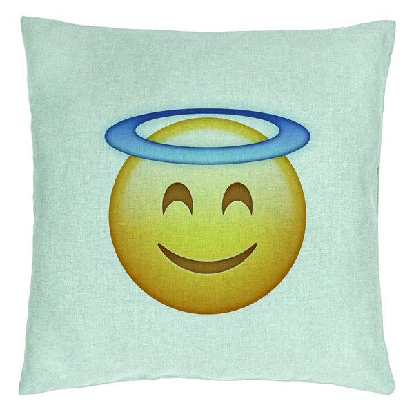 Perna Decorativa, Model Model Emoji Zen, 40x40 cm, Verde Menta, Husa Detasabila, Burduf 15 Perna Decorativa