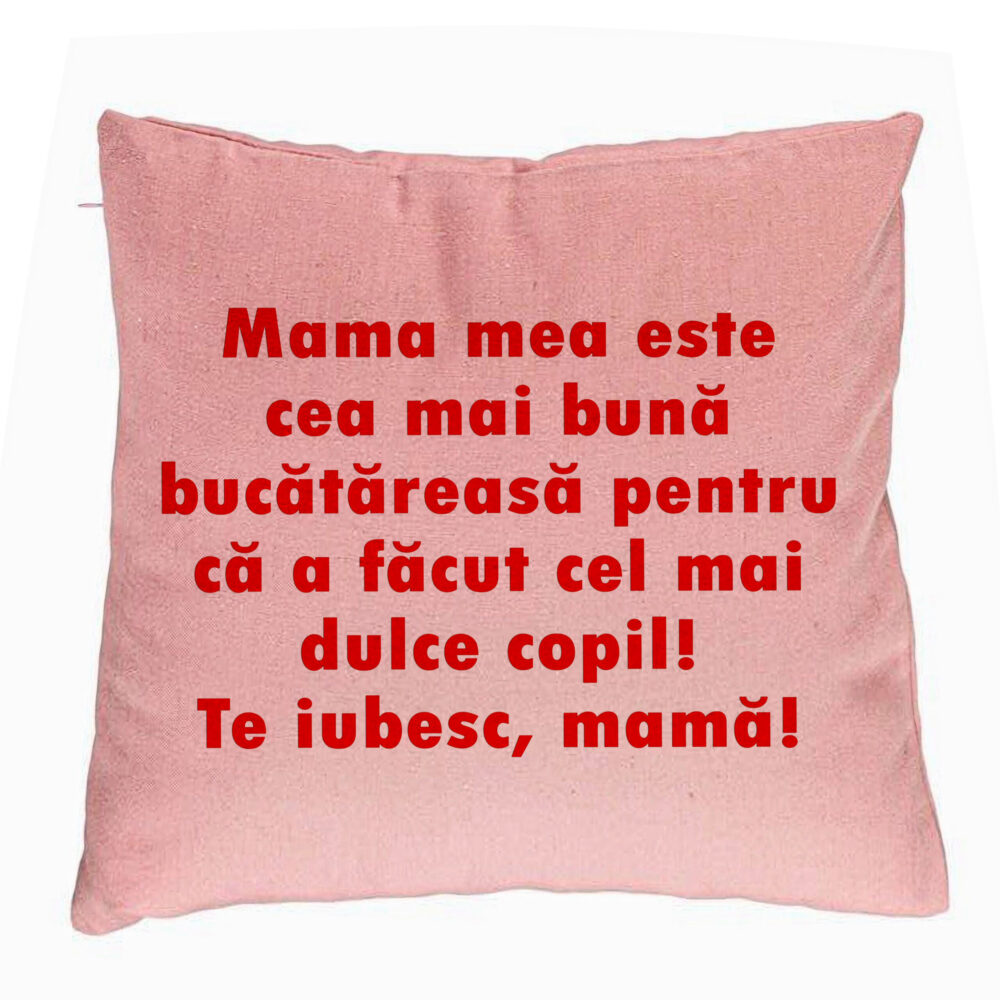 Perna Decorativa, Model Model Pentru Mama Te iubesc 6, 40x40 cm, Roz, Husa Detasabila, Burduf 5 Perna Decorativa