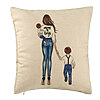 Perna Decorativa, Model Mom of Boys, 40x40 cm, Bej, Husa Detasabila, Burduf 7 Perna Decorativa