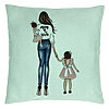 Perna Decorativa, Model Mom of Girls, 40x40 cm, Verde Menta, Husa Detasabila, Burduf 22 Perna Decorativa