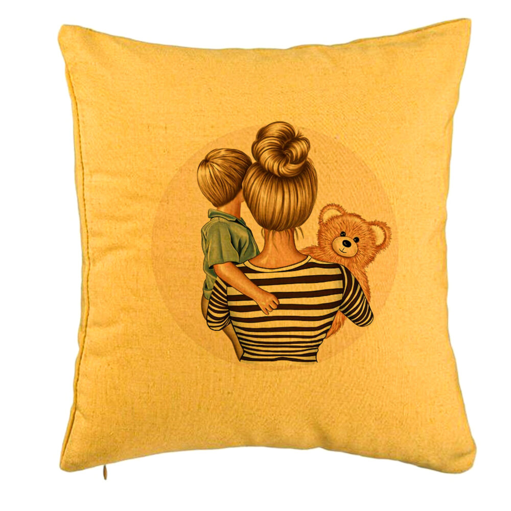 Perna Decorativa, Model Mommy's Boy, 40x40 cm, Galben, Husa Detasabila, Burduf 5 Perna Decorativa