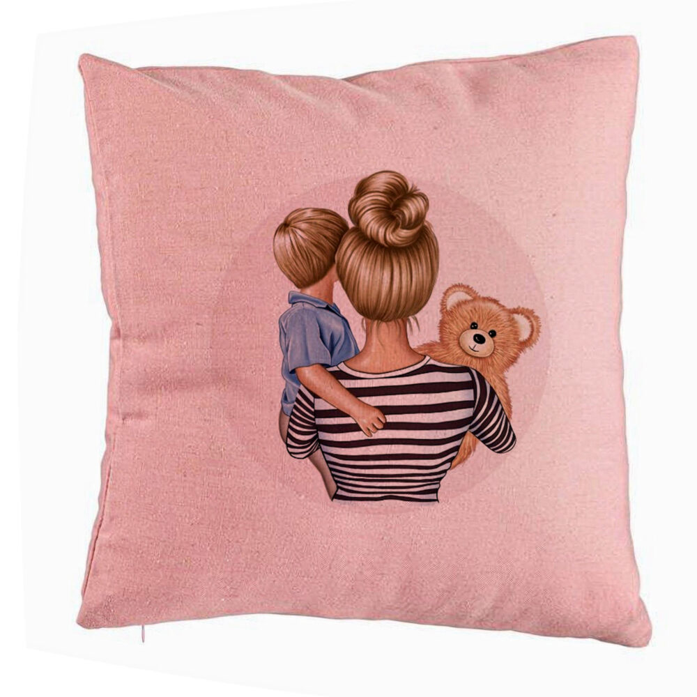 Perna Decorativa, Model Mommy's Boy, 40x40 cm, Roz, Husa Detasabila, Burduf 5 Perna Decorativa