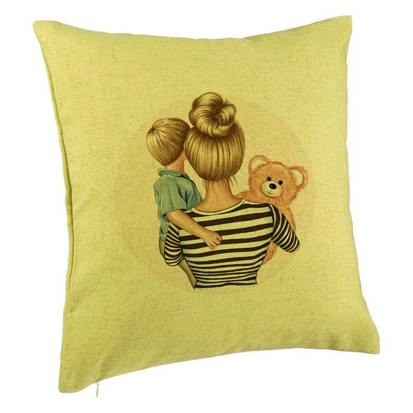 Perna Decorativa, Model Mommy's Boy, 40x40 cm, Verde, Husa Detasabila, Burduf 5 Perna Decorativa