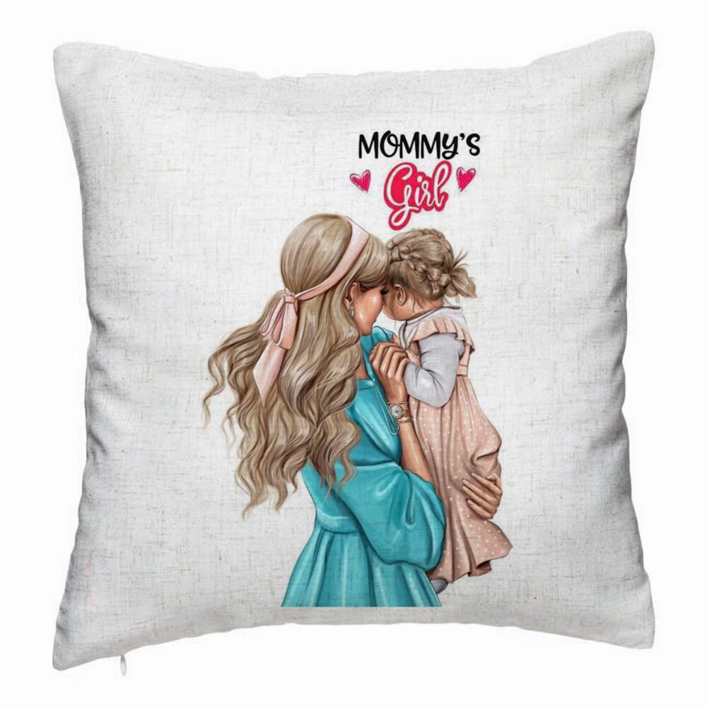 Perna Decorativa, Model Mommy's Girl, 40x40 cm, Alb Murdar, Husa Detasabila, Burduf 5 Perna Decorativa