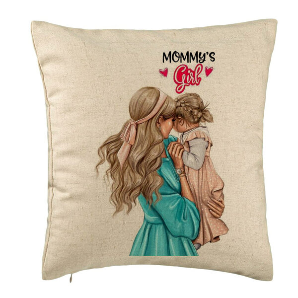 Perna Decorativa, Model Mommy's Girl, 40x40 cm, Bej, Husa Detasabila, Burduf 5 Perna Decorativa