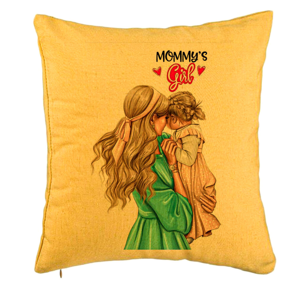 Perna Decorativa, Model Mommy's Girl, 40x40 cm, Galben, Husa Detasabila, Burduf 5 Perna Decorativa