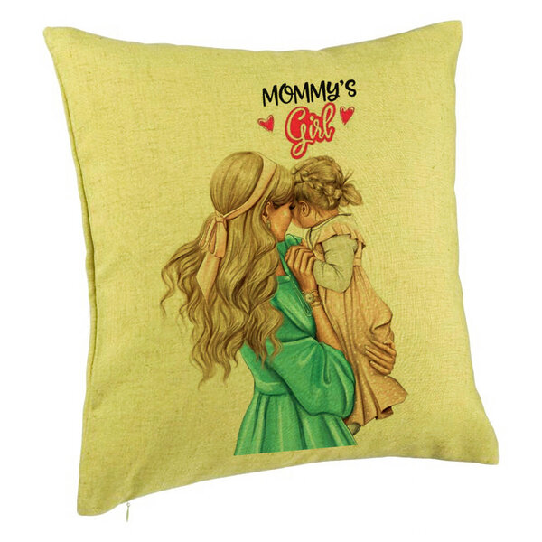 Perna Decorativa, Model Mommy's Girl, 40x40 cm, Verde, Husa Detasabila, Burduf 5 Perna Decorativa