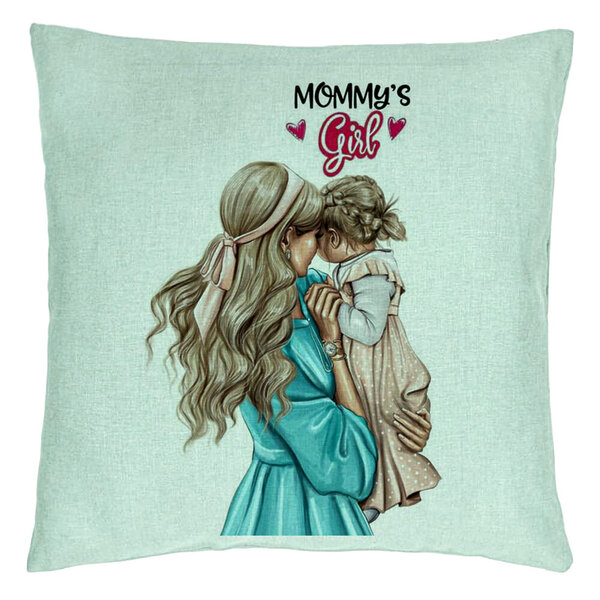 Perna Decorativa, Model Mommy's Girl, 40x40 cm, Verde Menta, Husa Detasabila, Burduf 15 Perna Decorativa