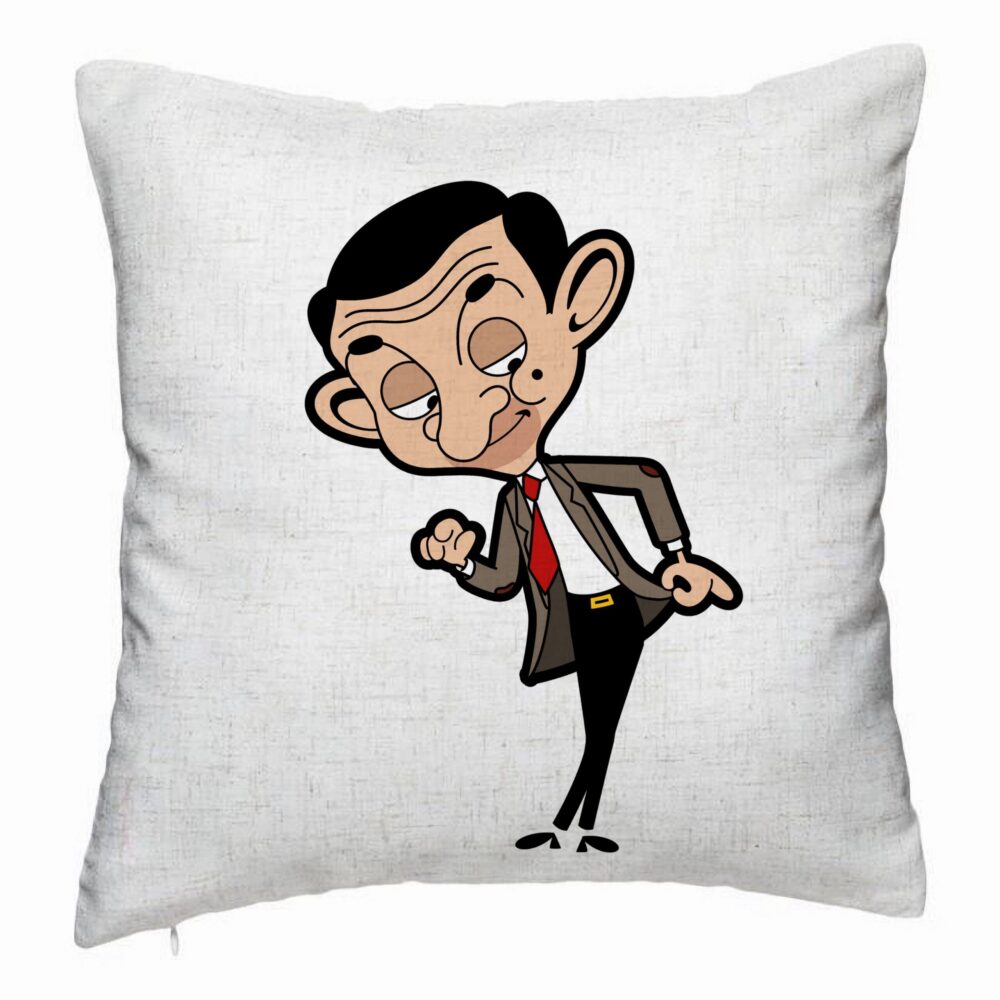 Perna Decorativa, Model Mr Bean, 40x40 cm, Alb Murdar, Husa Detasabila, Burduf 5 Perna Decorativa