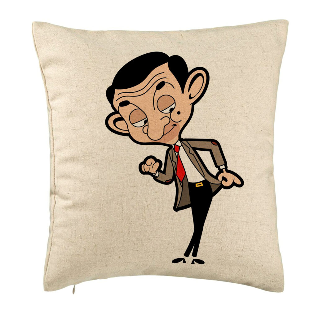 Perna Decorativa, Model Mr Bean, 40x40 cm, Bej, Husa Detasabila, Burduf 5 Perna Decorativa