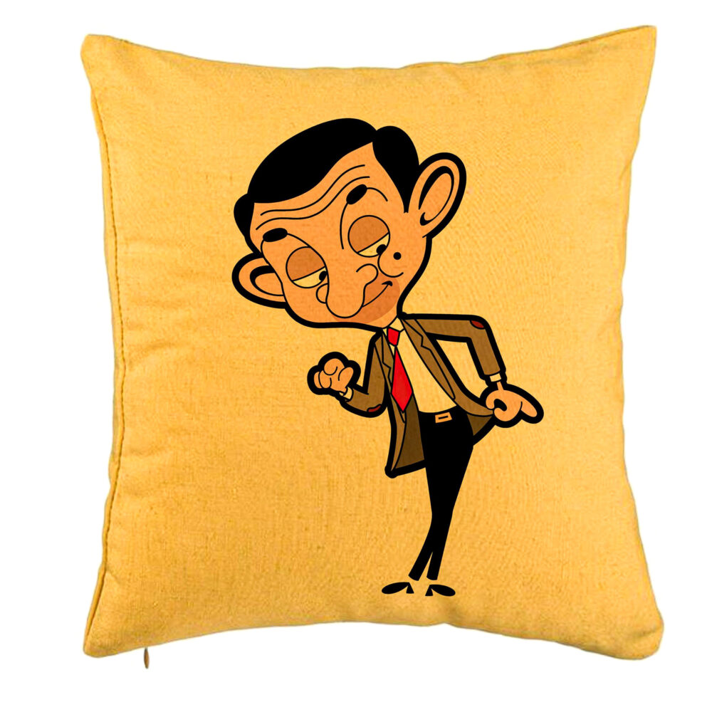 Perna Decorativa, Model Mr Bean, 40x40 cm, Galben, Husa Detasabila, Burduf 5 Perna Decorativa