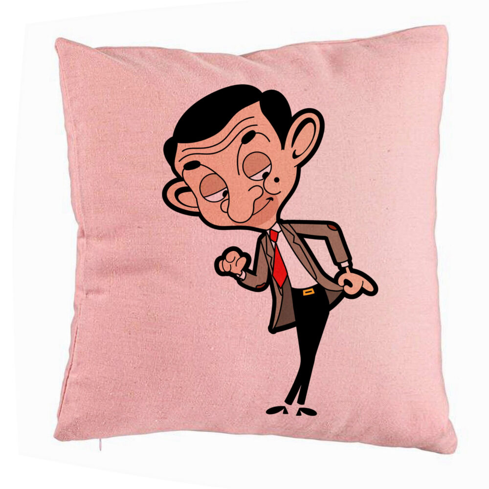 Perna Decorativa, Model Mr Bean, 40x40 cm, Roz, Husa Detasabila, Burduf 5 Perna Decorativa