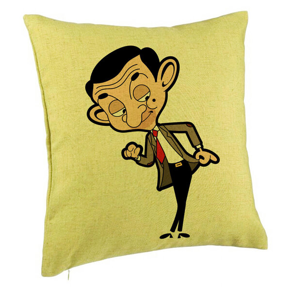 Perna Decorativa, Model Mr Bean, 40x40 cm, Verde, Husa Detasabila, Burduf 5 Perna Decorativa