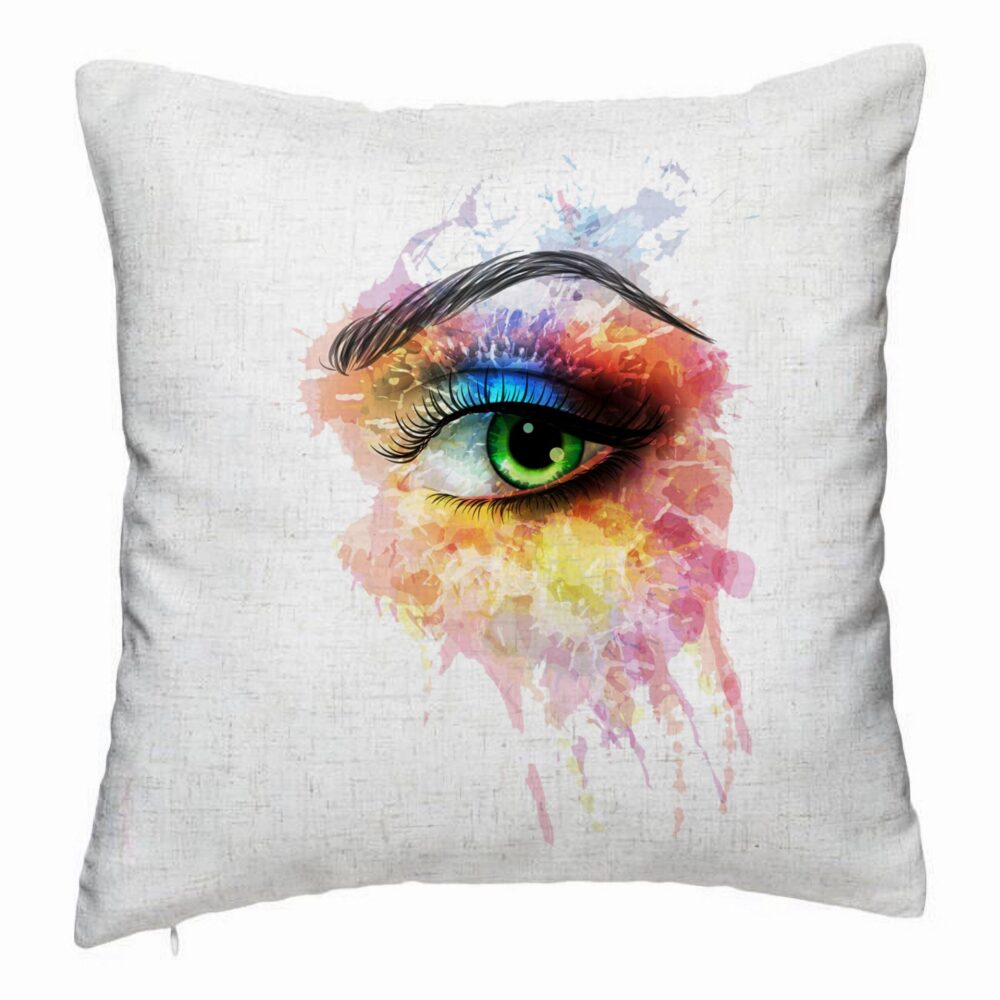 Perna Decorativa, Model Multicolor Eye, 40x40 cm, Alb Murdar, Husa Detasabila, Burduf 5 Perna Decorativa