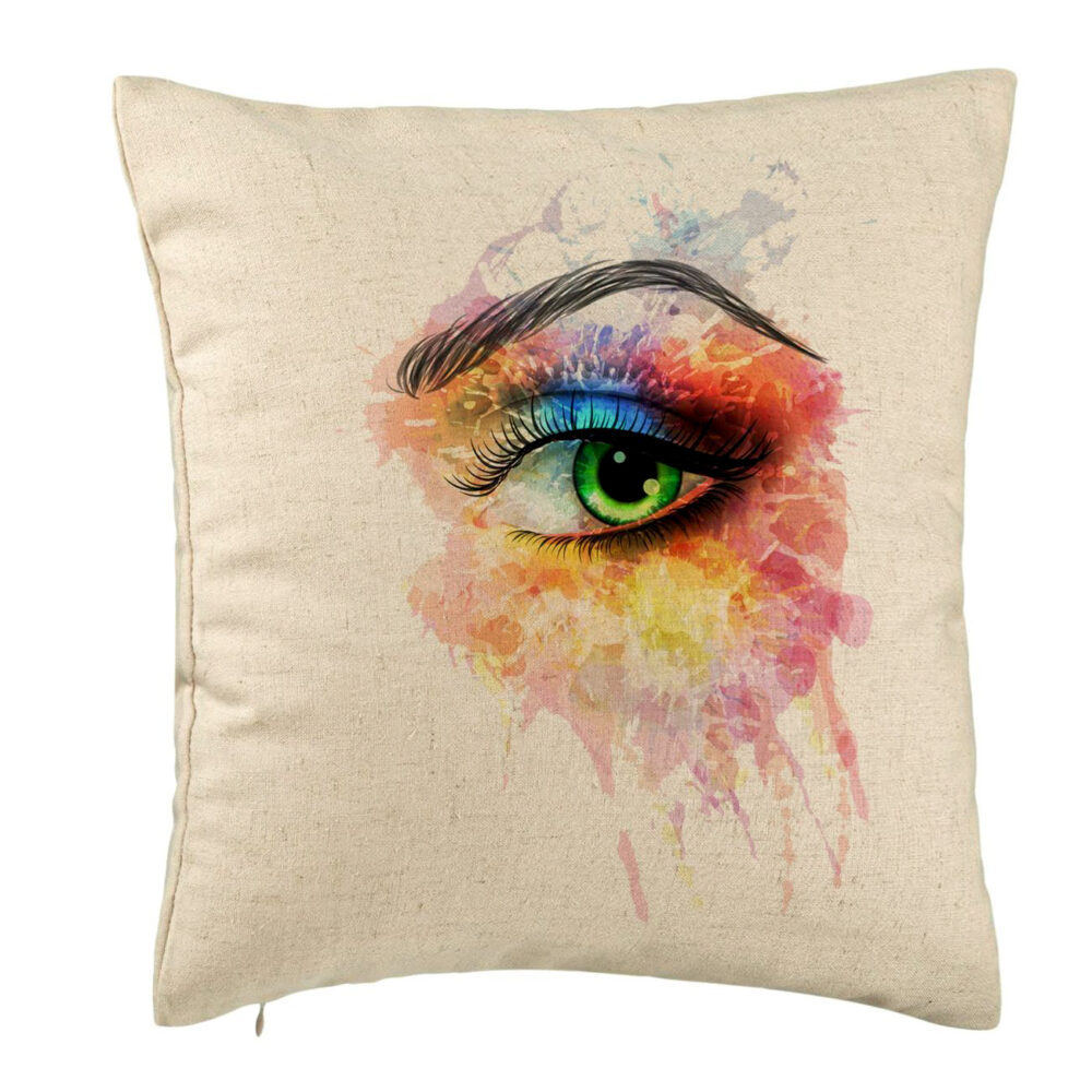 Perna Decorativa, Model Multicolor Eye, 40x40 cm, Bej, Husa Detasabila, Burduf 5 Perna Decorativa