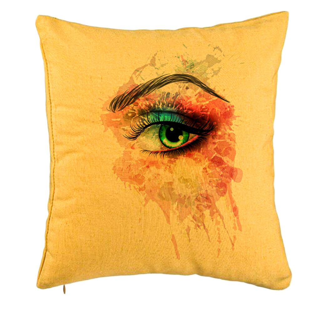 Perna Decorativa, Model Multicolor Eye, 40x40 cm, Galben, Husa Detasabila, Burduf 5 Perna Decorativa