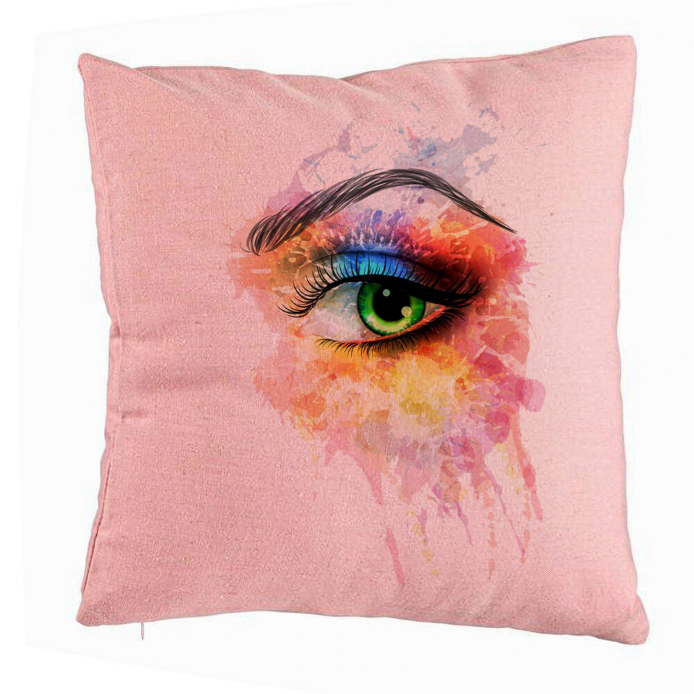 Perna Decorativa, Model Multicolor Eye, 40x40 cm, Roz, Husa Detasabila, Burduf 5 Perna Decorativa