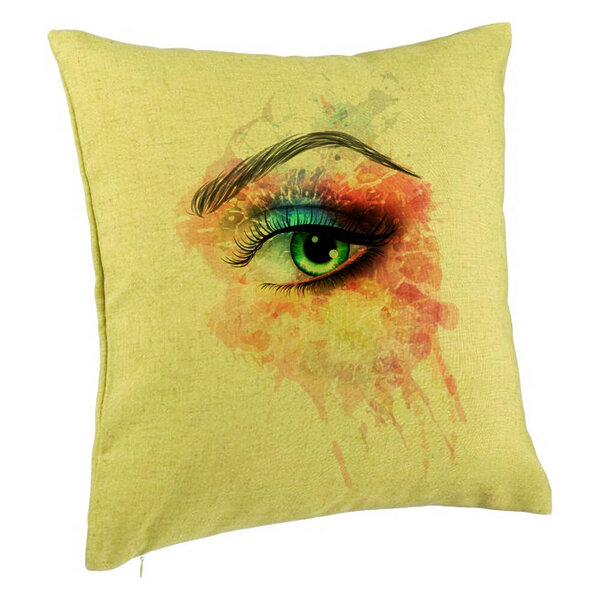 Perna Decorativa, Model Multicolor Eye, 40x40 cm, Verde, Husa Detasabila, Burduf 5 Perna Decorativa