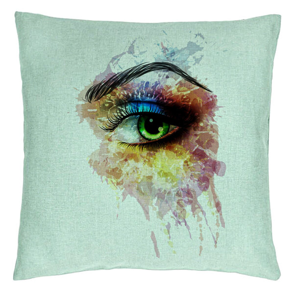 Perna Decorativa, Model Multicolor Eye, 40x40 cm, Verde Menta, Husa Detasabila, Burduf 15 Perna Decorativa