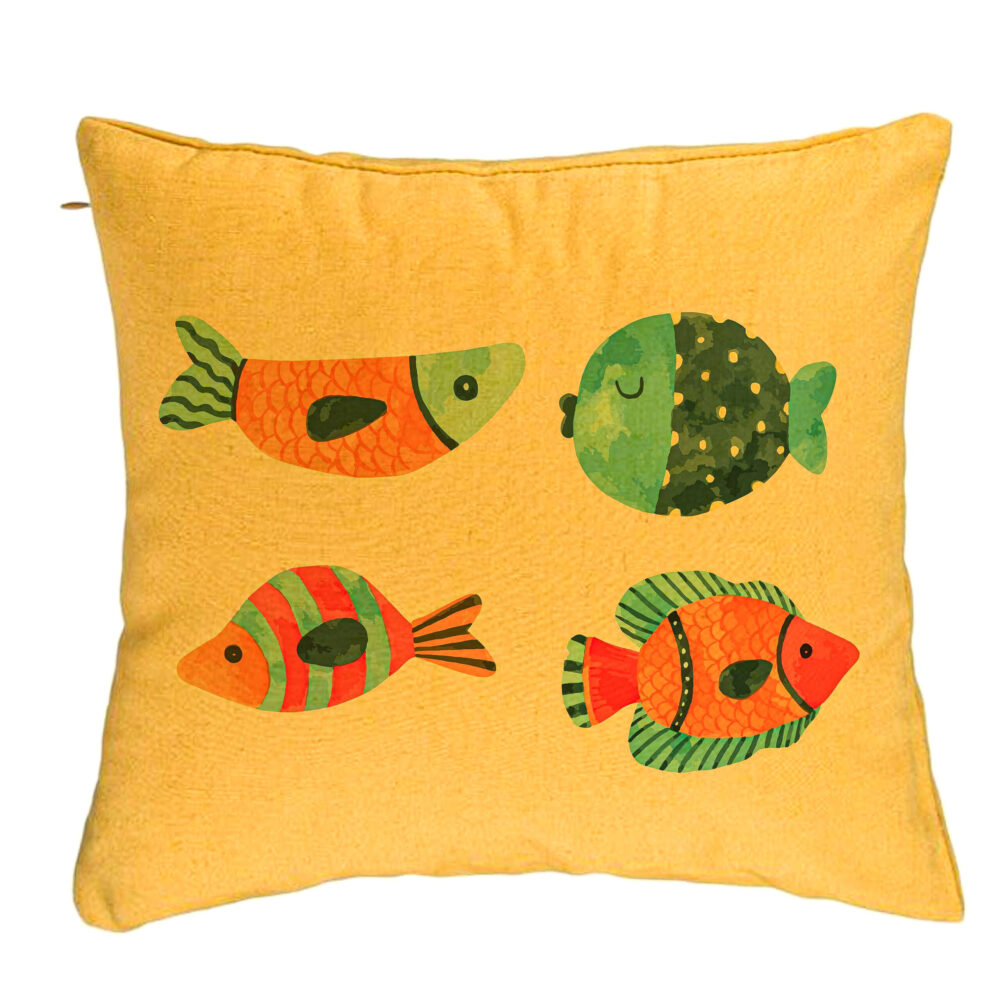 Perna Decorativa, Model Multicolor Pesti, 40x40 cm, Galben, Husa Detasabila, Burduf 5 Perna Decorativa